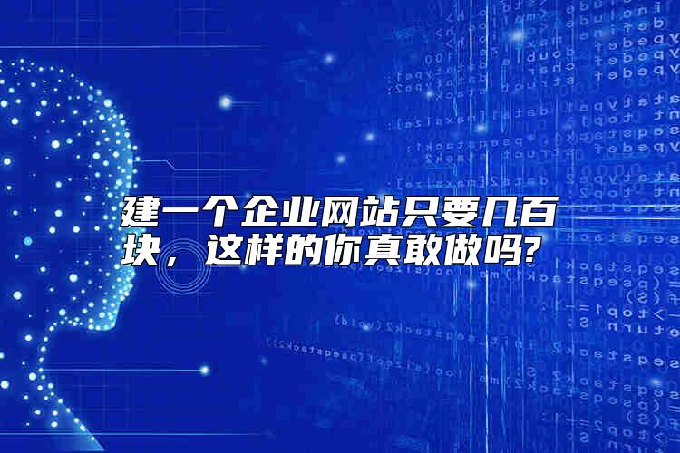 建一個企業(yè)網(wǎng)站只要幾百塊，這樣的你真敢做嗎?